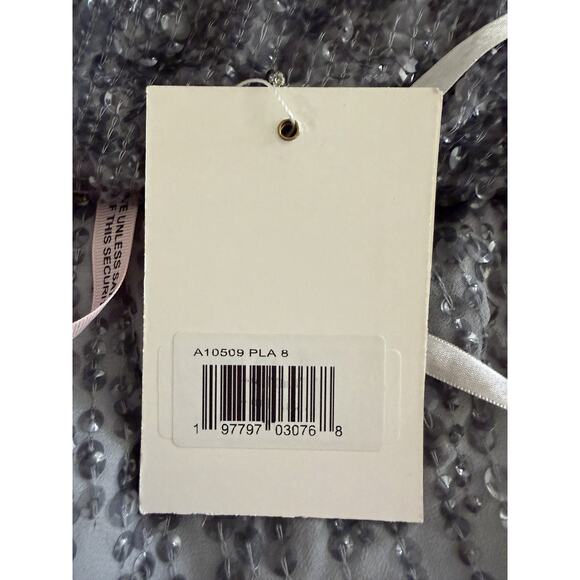 Mac Duggal 10509 Sequin Cocktail Sheath Dress Round Neck Sleeveless Platinum - Picture 11 of 16